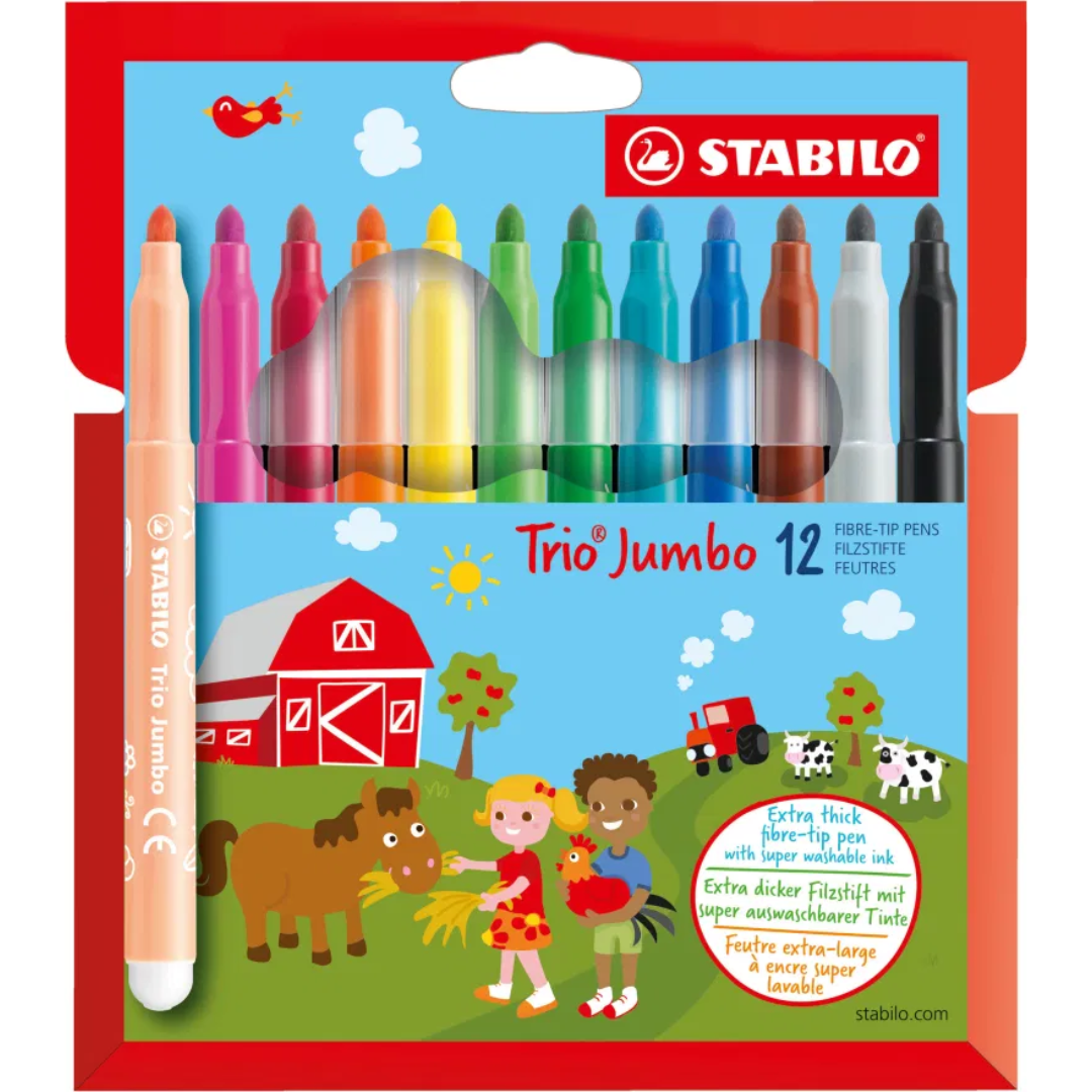 Stabilo Trio Jumbo Extra-thick Fibre-tip Pen: Assorted Box 12's - 380-12