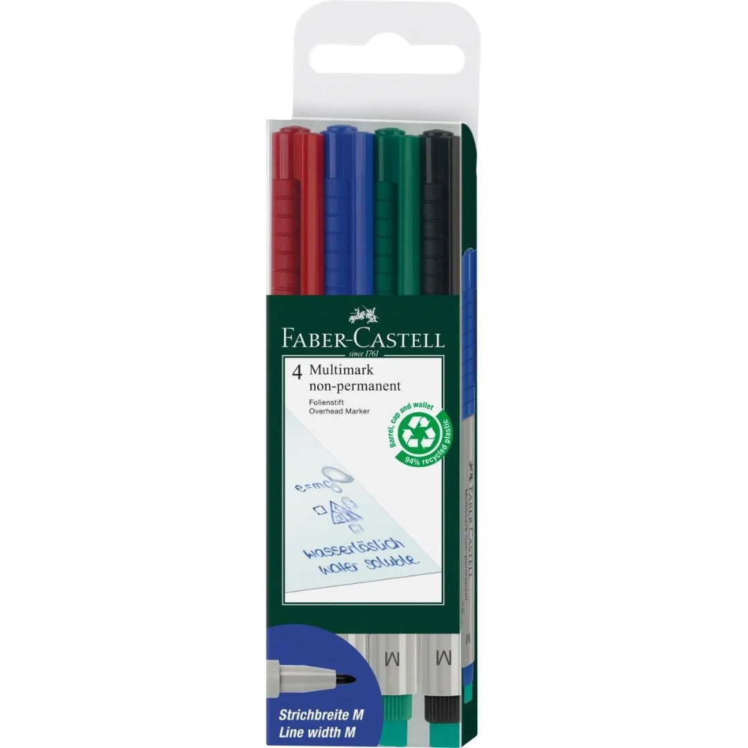 Faber-Castell Multimark Overhead Water-Soluble Marker M Set Of 4 - A152604