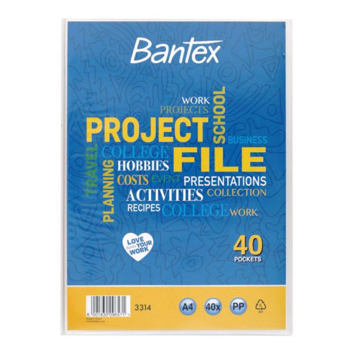 Bantex A4 Project File with Flexible Cover - 10 Pocket Clear