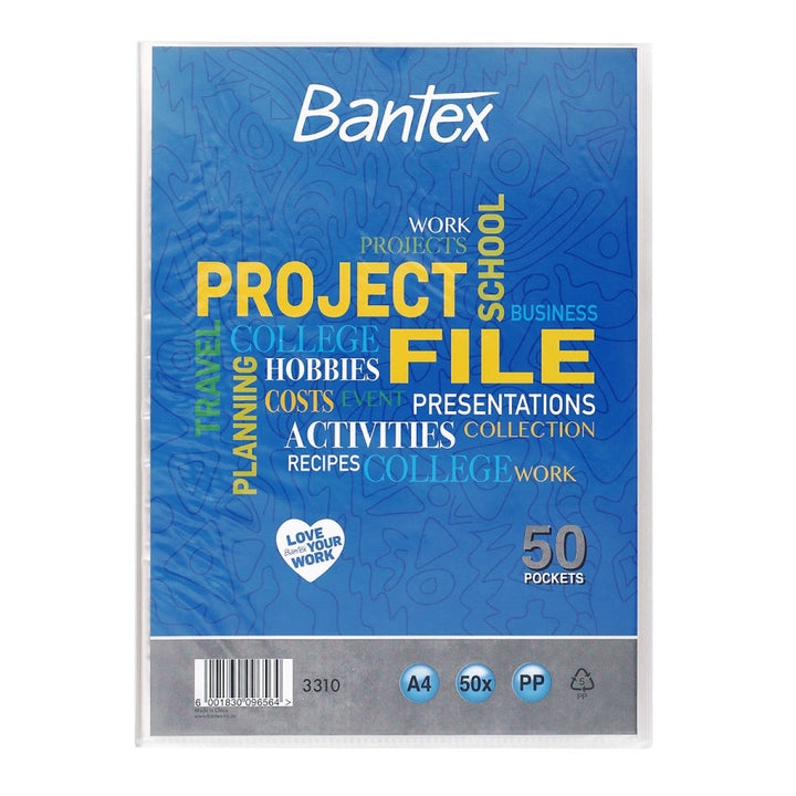 Bantex A4 Project File with Flexible Cover - 10 Pocket Clear