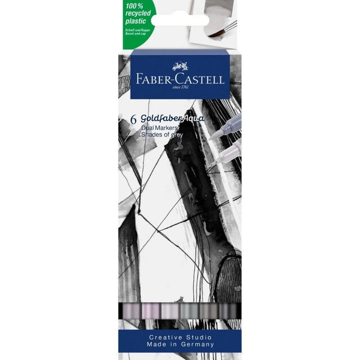 Faber-Castell Goldfaber Aqua Dual Marker Wallet Of 6, Shades Of grey - A164522