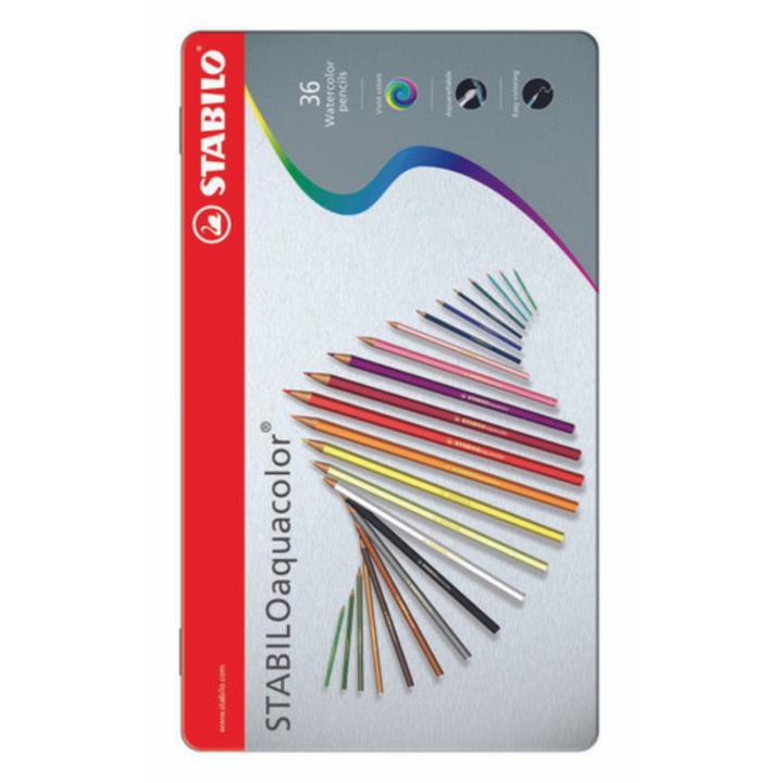 Stabilo Aquacolor Aquarellable Colour Pencil: Assorted Metal - 1612-5