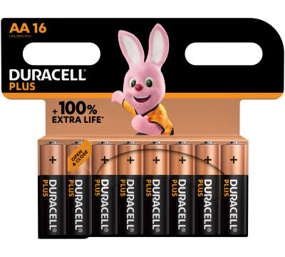 Duracell Plus AA Alkaline Batteries, 1.5V LR6 MN1500 - 16 Pack