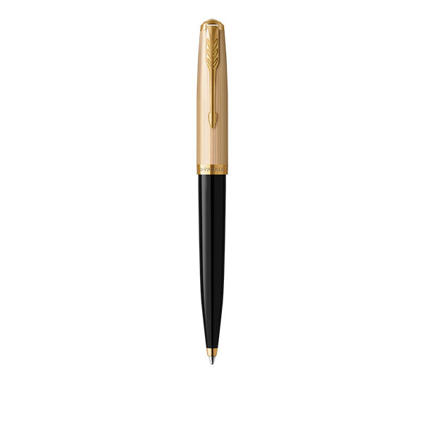 Parker 51 Deluxe Ball Pen Medium Nib Black Ink - Black Gold Trim - NS2123513