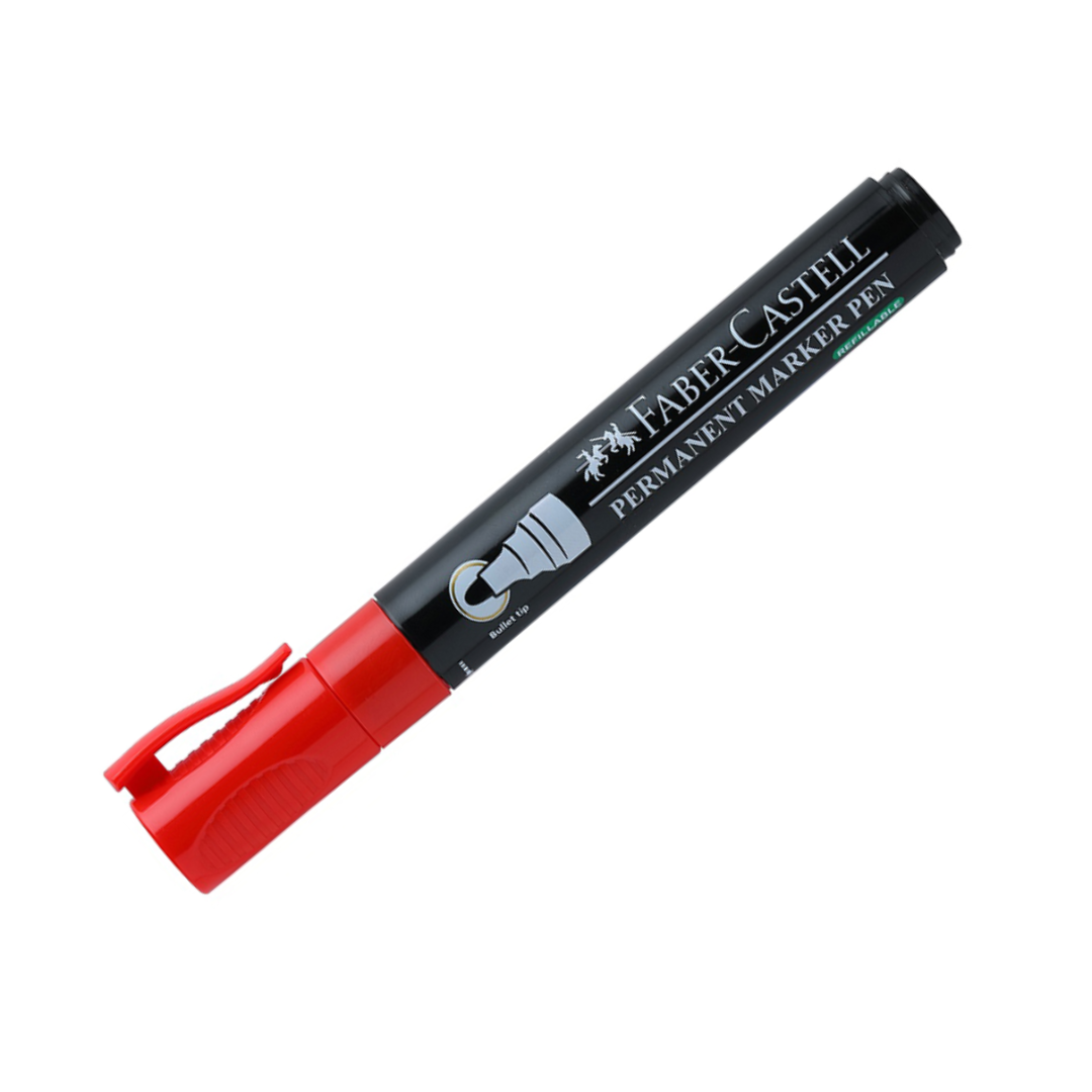 Faber-Castell Permanent Marker - Bullet Point Red Box of 12 - A553921