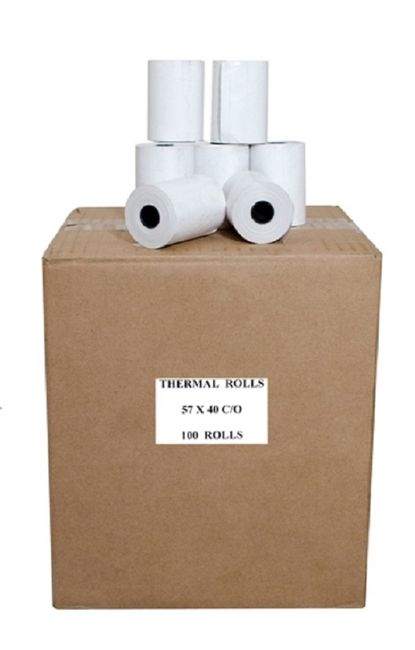 Thermal Paper Rolls 57x40mm (Box of 100) - AMR0051