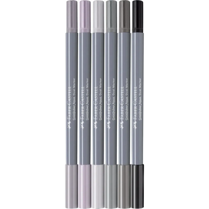 Faber-Castell Goldfaber Aqua Dual Marker Wallet Of 6, Shades Of grey - A164522