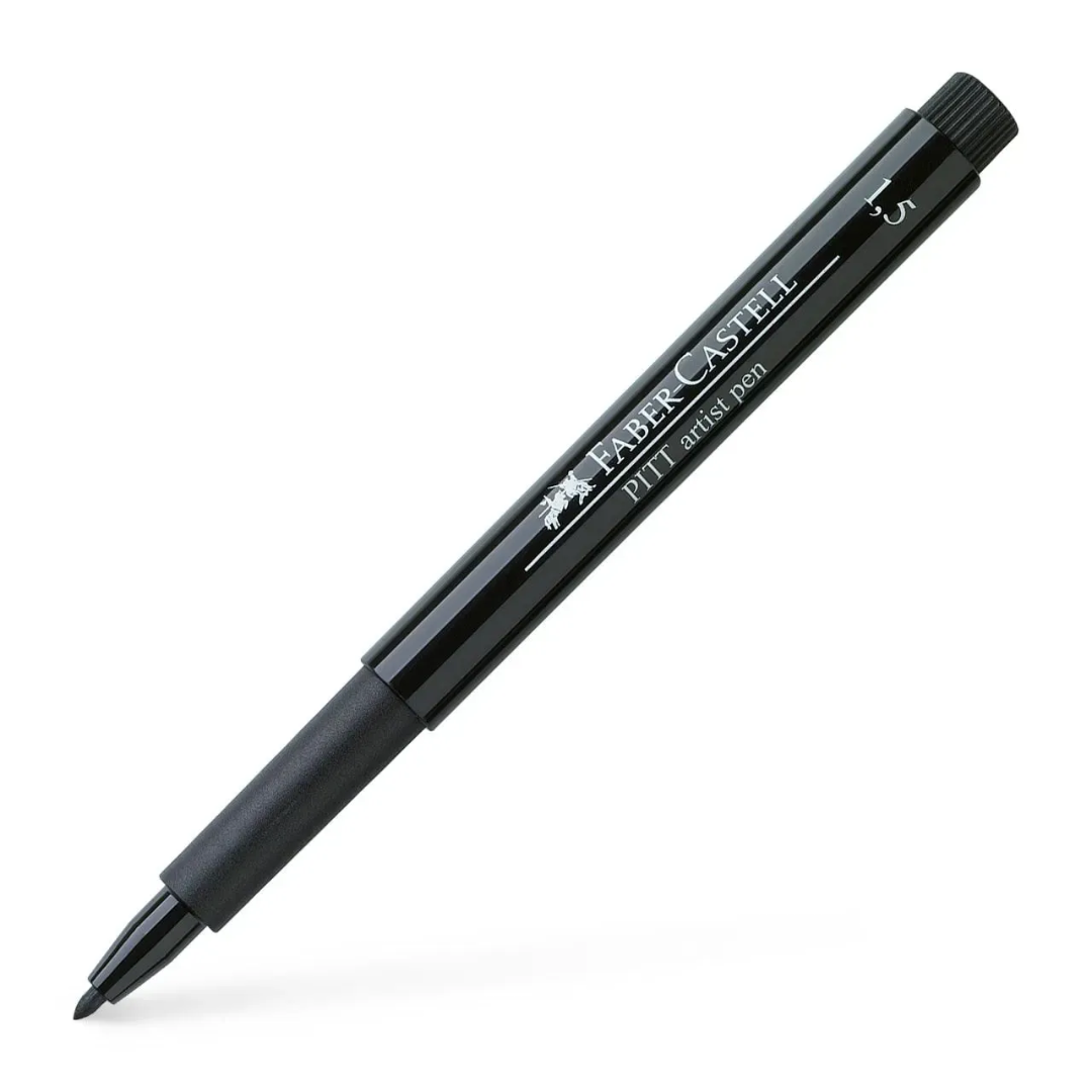 Faber-Castell Pitt Artist India Ink Pen 1.5 199 Black Box Of 10 - A167890