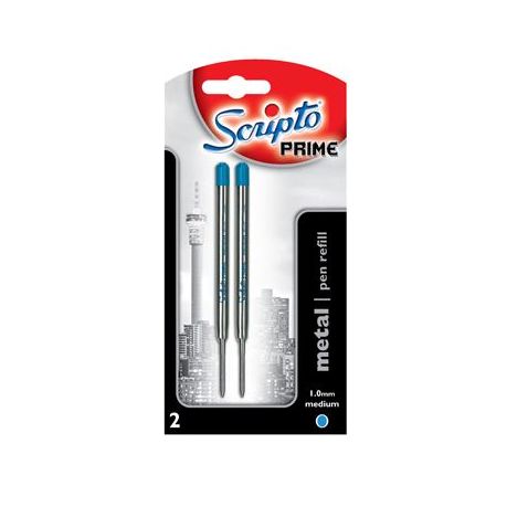 Scripto Prime Metal Refill Medium Blue Ink (Blister of 2) - ref 02b