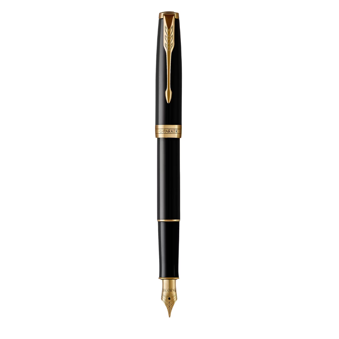 Parker Sonnet Fountain Pen 18k Gold Medium Nib Black Ink