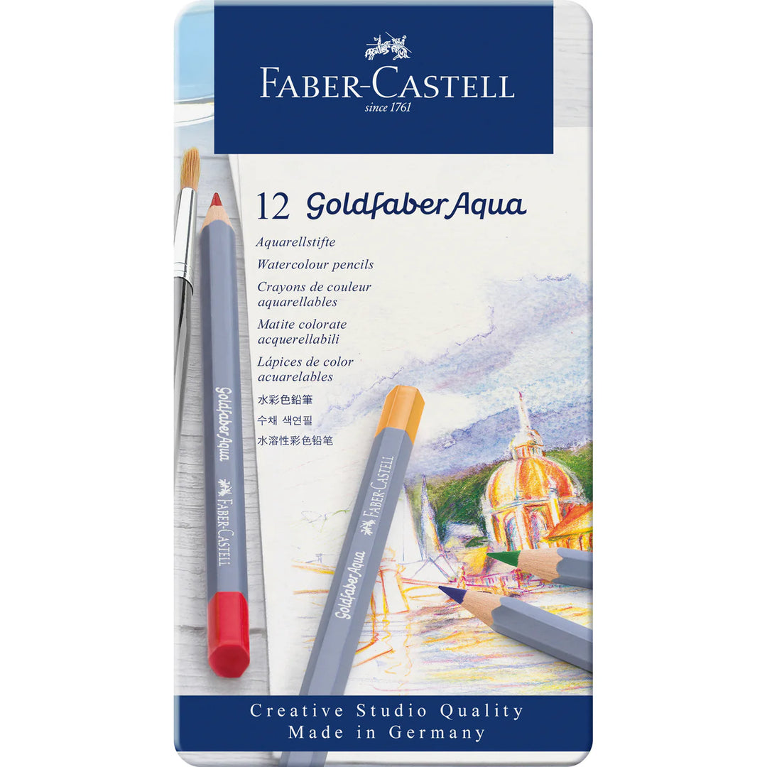 Faber-Castell Goldfaber Aqua Watercolour Pencil Tin Of 12 - A114612