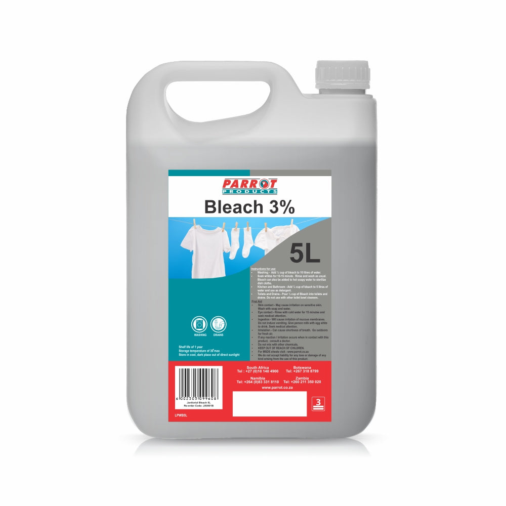 Parrot Janitorial Bleach 3% 5 Litre - JA0401B