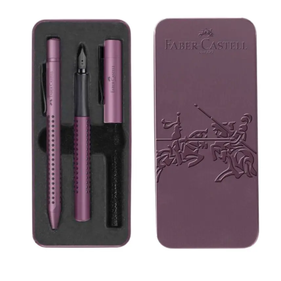 Faber-Castell Fountain Pen M Nib, Converter, Ink Grip Edition Berry - A201531