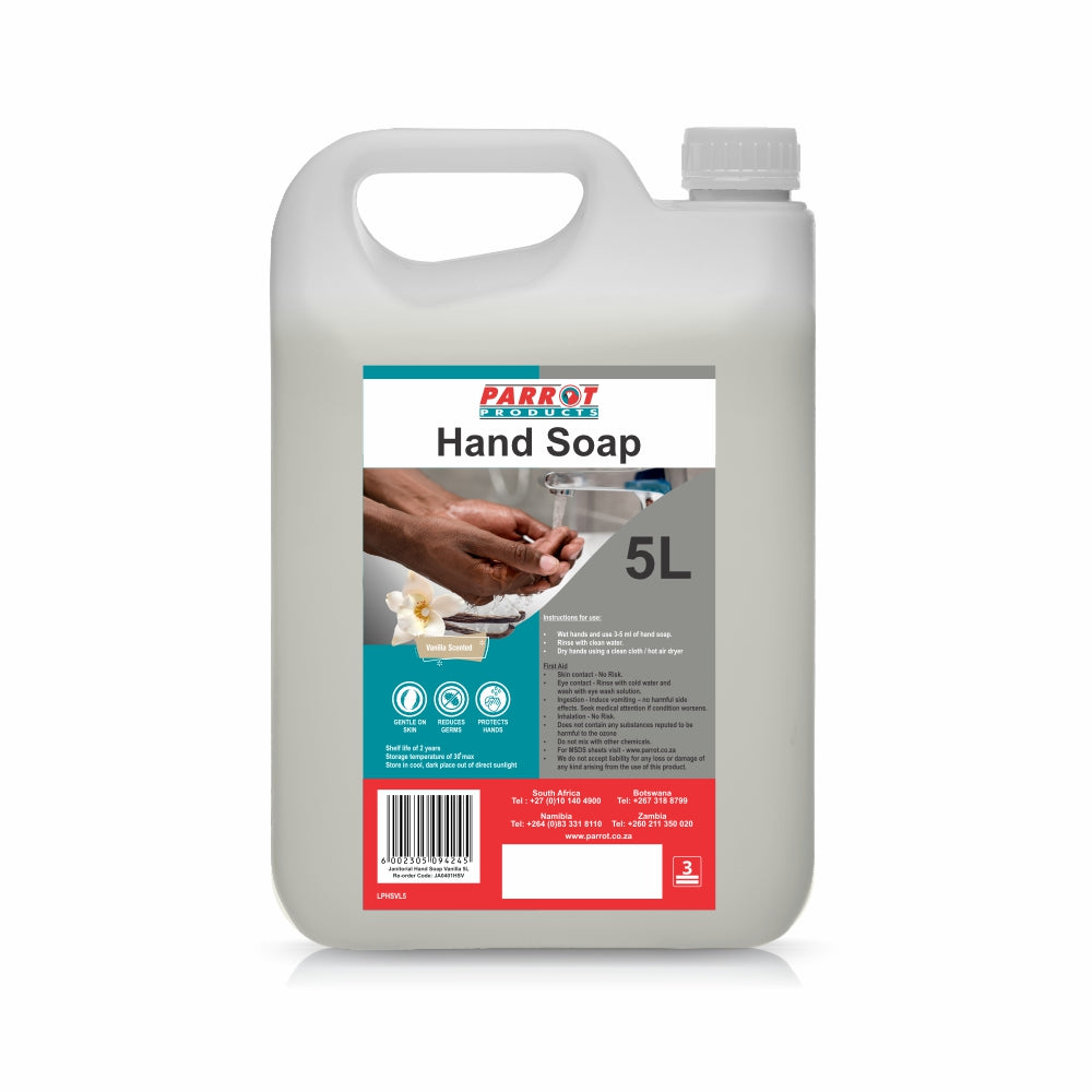 Parrot Janitorial Anti-Bacterial Hand Soap Vanilla 5 Litre - JA0401HSV