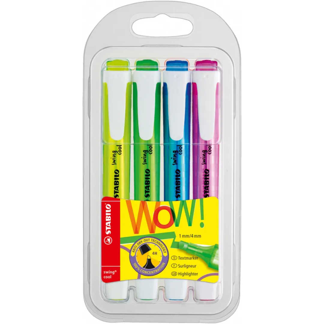 Stabilo Swing Cool Highlighter Assorted Wallets Of 4,6 &amp; 8