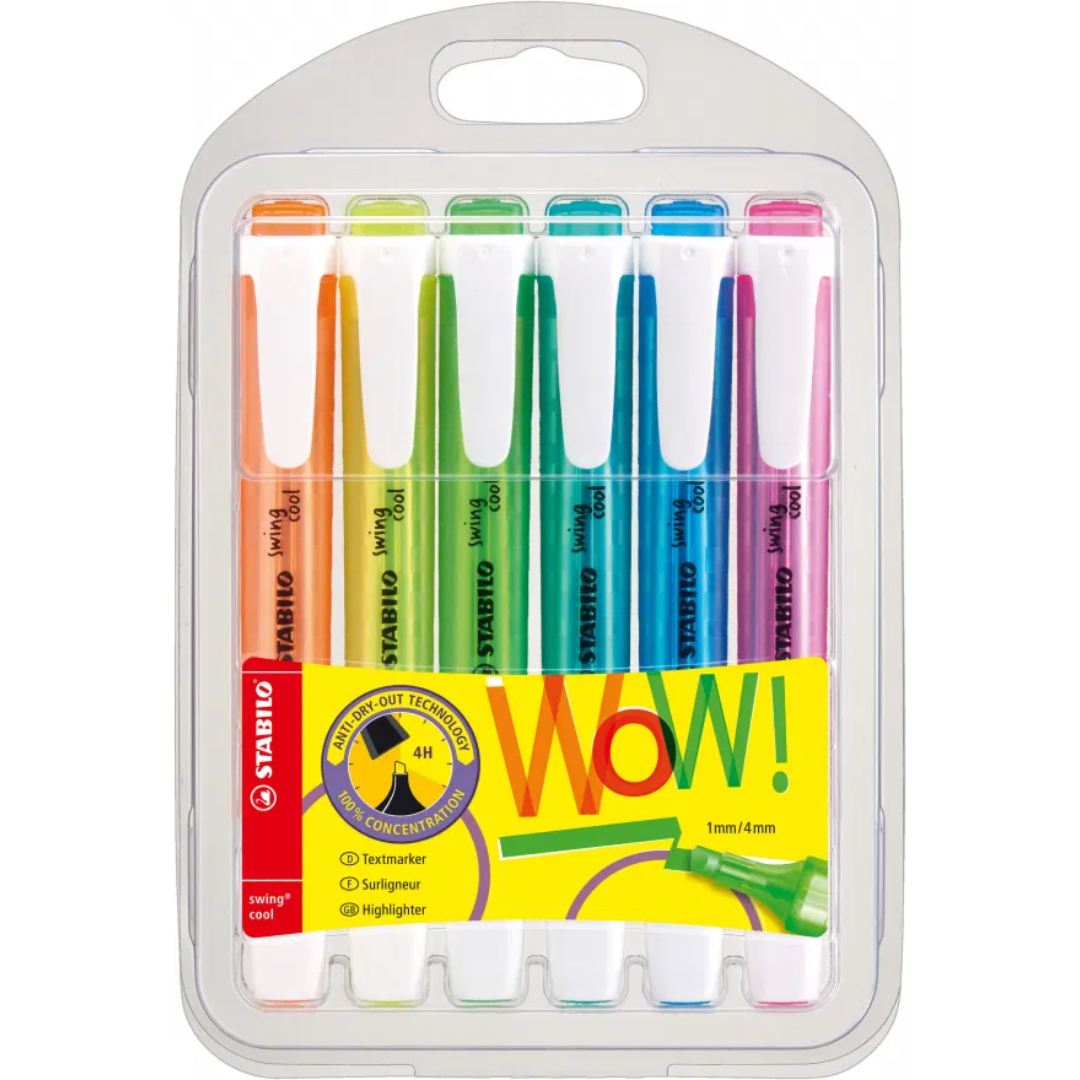 Stabilo Swing Cool Highlighter Assorted Wallets Of 4,6 &amp; 8