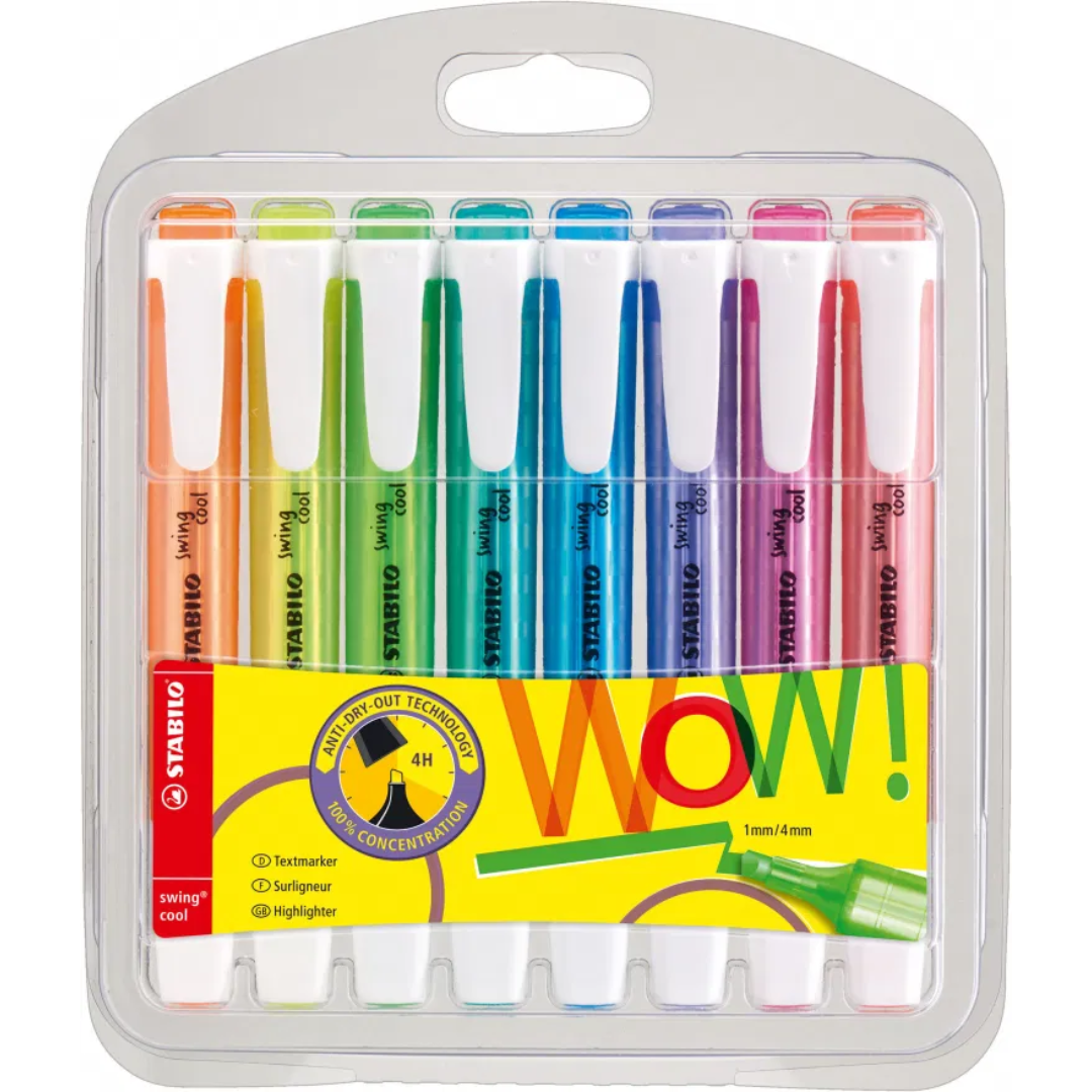 Stabilo Swing Cool Highlighter Assorted Wallets Of 4,6 &amp; 8