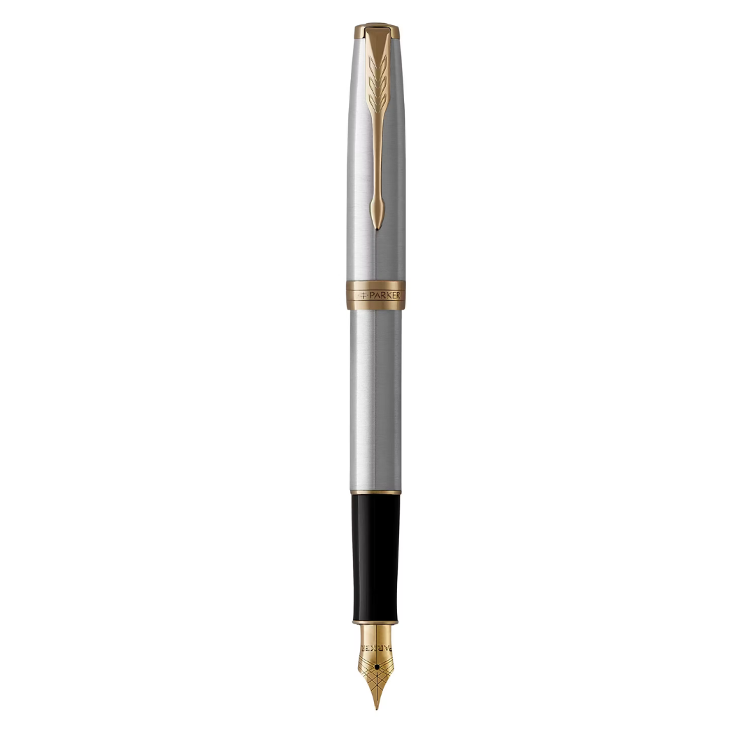 Parker Sonnet Fountain Pen 18k Gold Medium Nib Black Ink