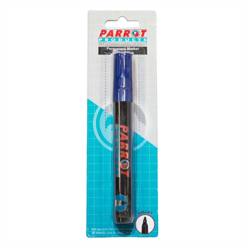 Parrot Permanent Marker Bullet Tip Blue (Carded - Pack 20) - PP0101D/20