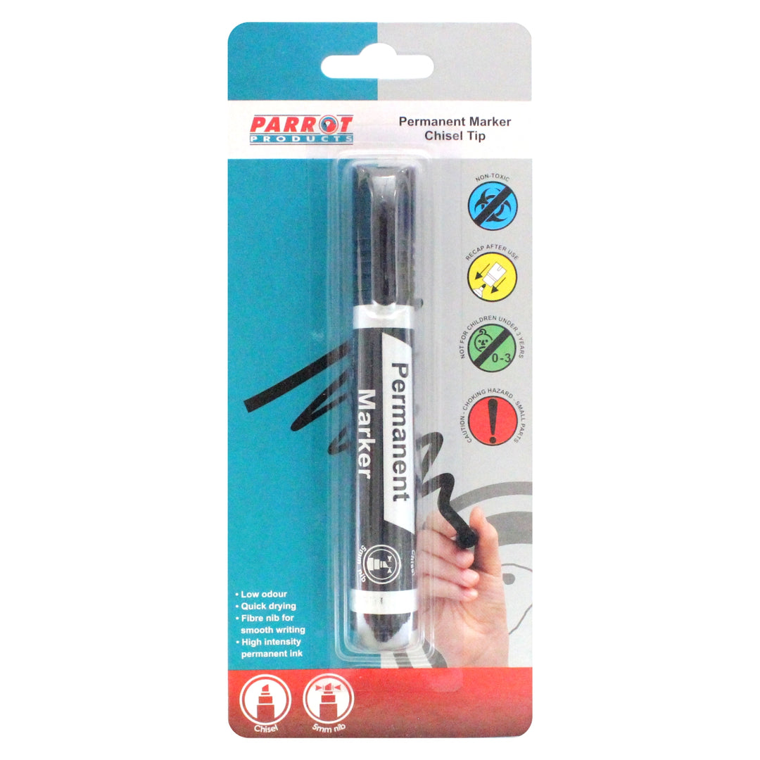 Parrot Chisel Tip Permanent Marker (Black) - PP0301B