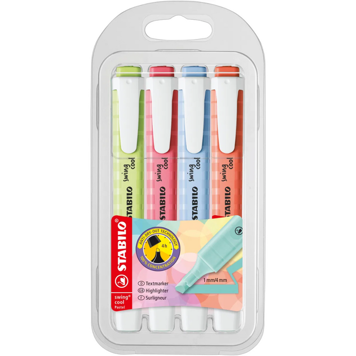 Stabilo Swing Cool Highlighter Pastel Assorted Wallet Of 4,6 And 8
