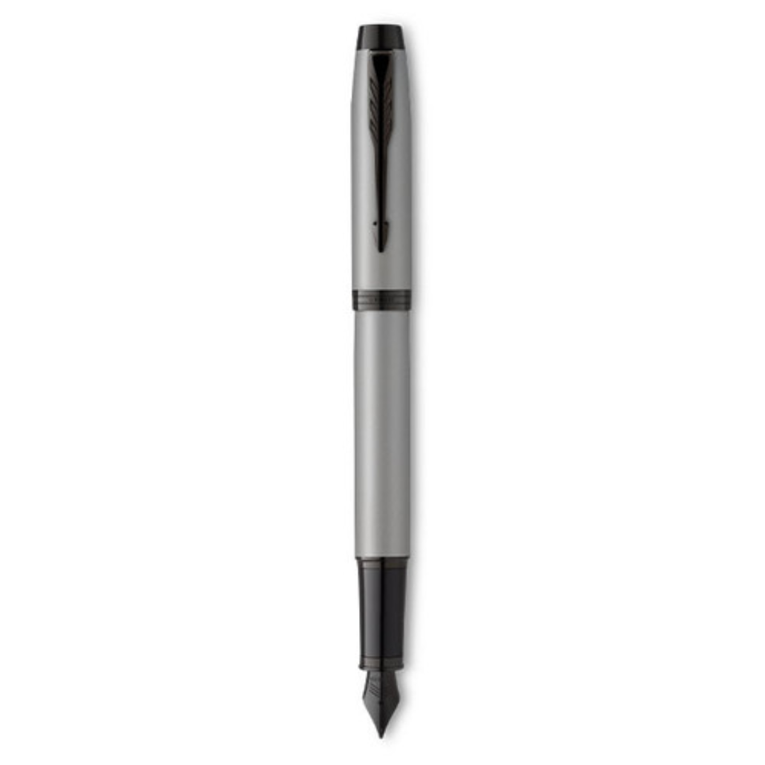Parker IM Achromatic Fountain Pen  - Medium Nib - Blue Ink