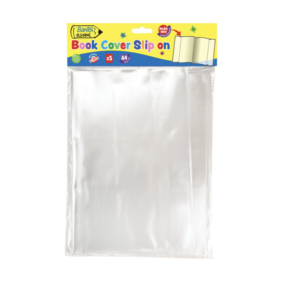 Bantex Slip-on Book Cover A4 130mic Heavy Duty Pack 5 Clear
