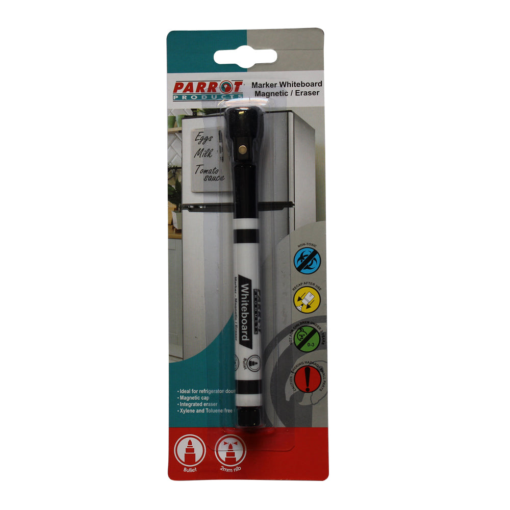 Parrot Magnetic Whiteboard Marker with Eraser (Black Single) - PW0101M