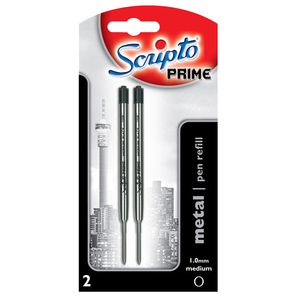 Scripto Prime Metal Refill Medium Black Ink (Blister of 2) - ref 02 b