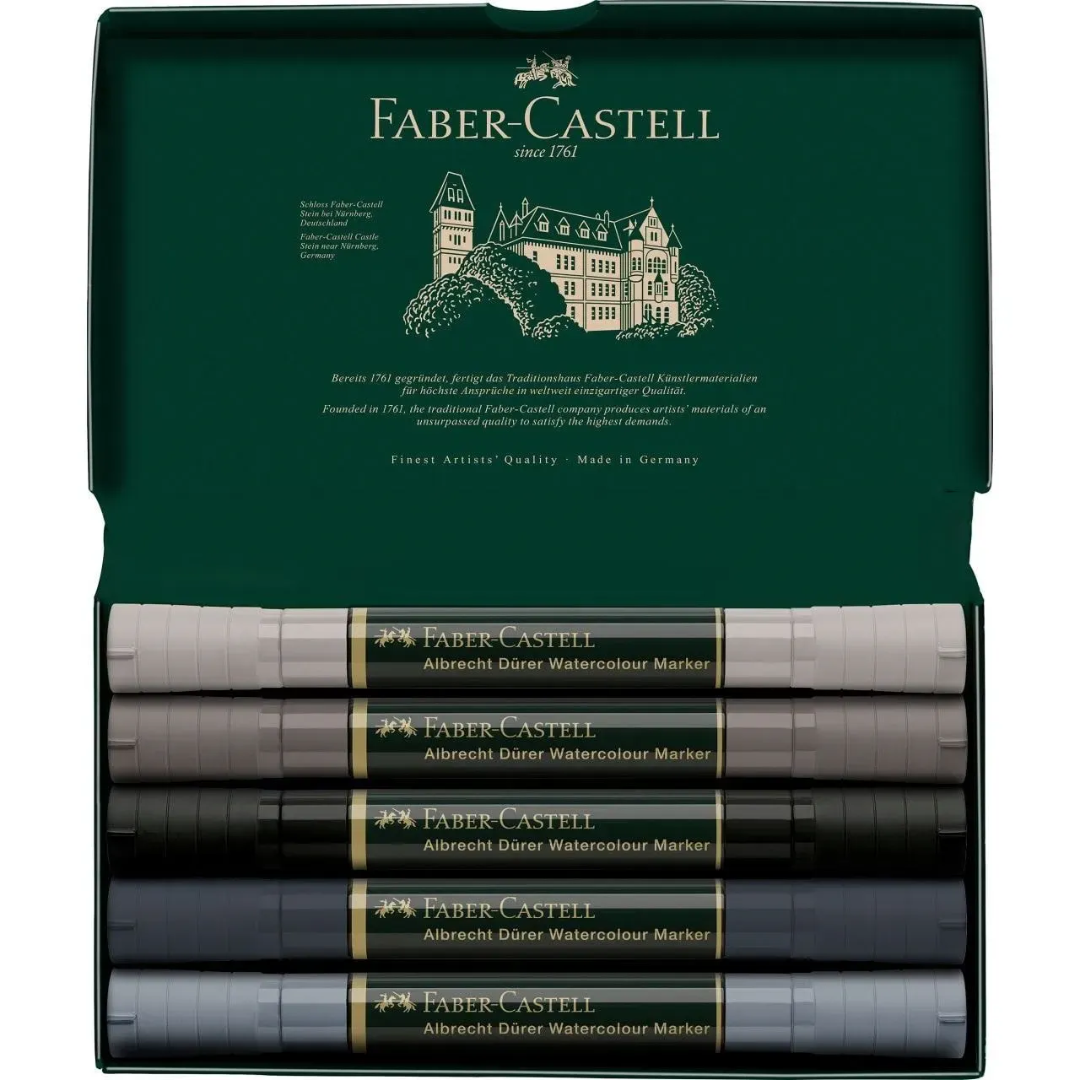 Faber-Castell Albrecht Dürer Watercolour Marker Grey Tones Wallet Of 5 - A160306