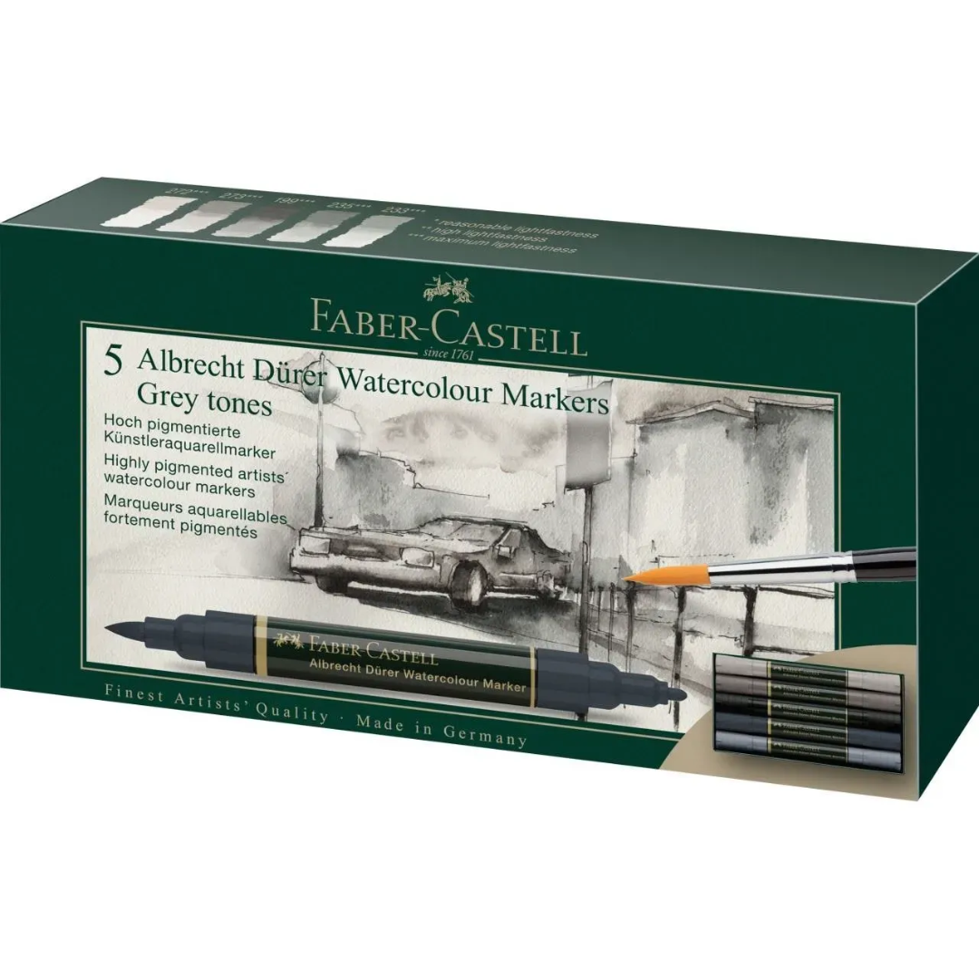 Faber-Castell Albrecht Dürer Watercolour Marker Grey Tones Wallet Of 5 - A160306