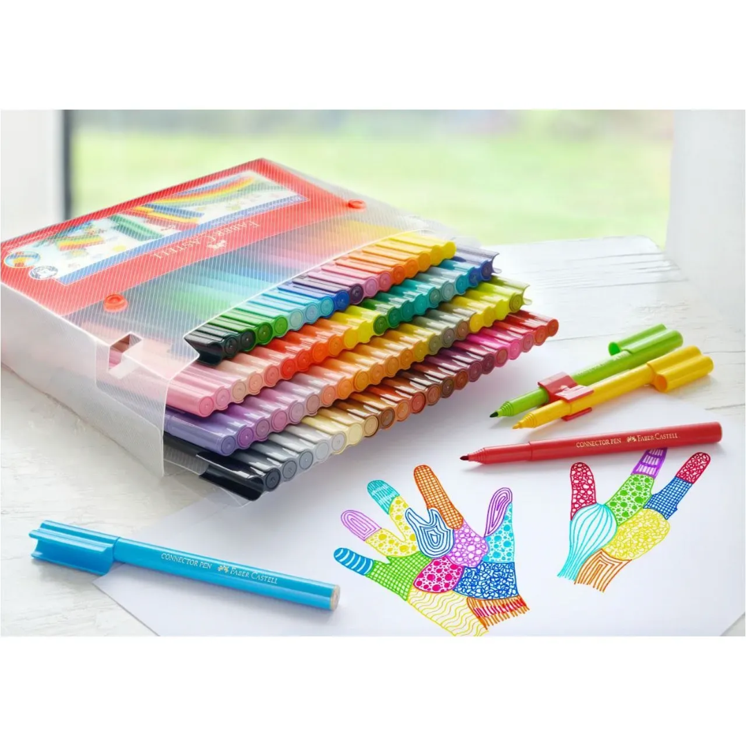 Faber-Castell Connector Felt-Tip Pen Set Carrying Case Of 80 Pieces - A155579