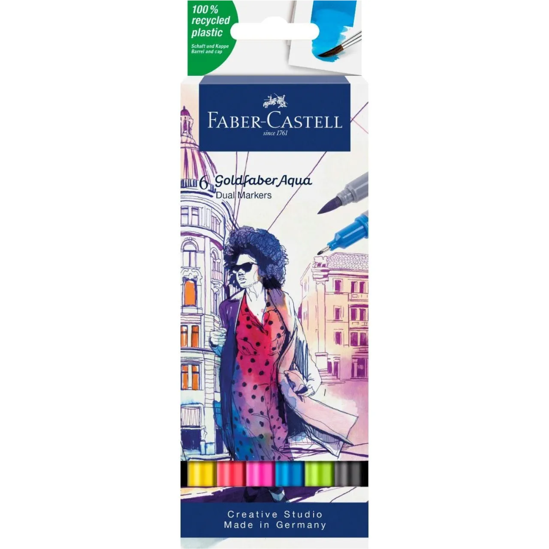 Faber-Castell Goldfaber Aqua Dual Marker Wallet Of 6 - A164606
