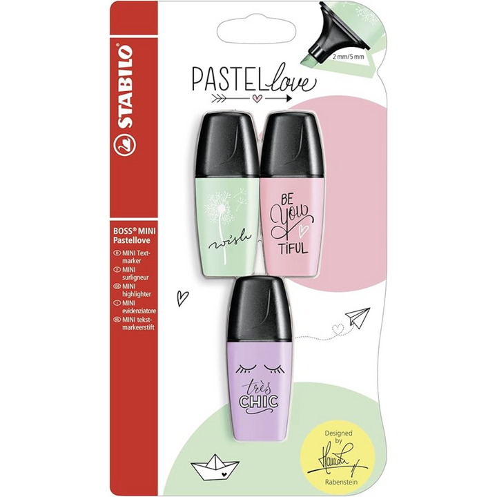 Stabilo BOSS Mini Pastellove Highlighter Pastel Assorted (Peach, Mint, Lilac) Box 3's - 07-03-47