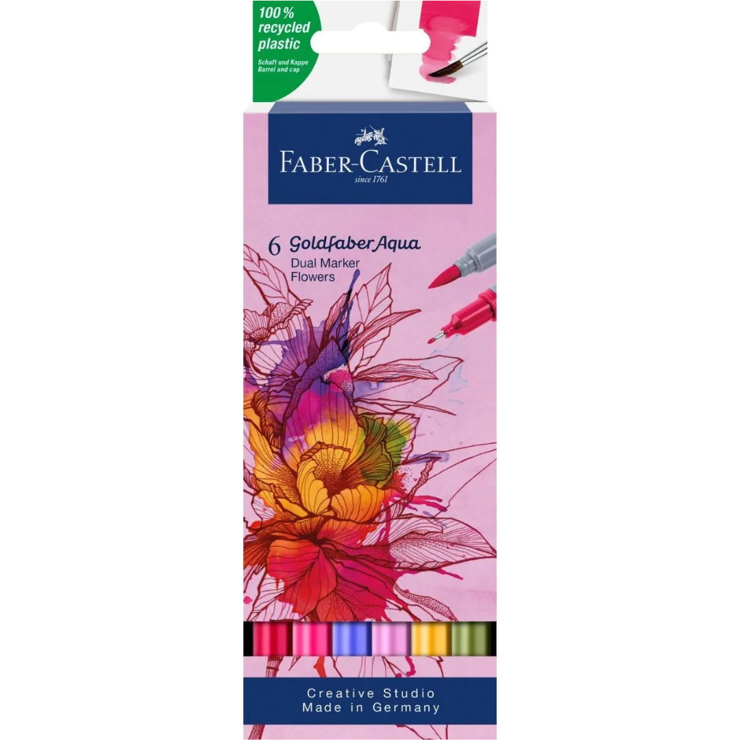 Faber-Castell Goldfaber Aqua Dual Marker Wallet Of 6, Flowers - A164527