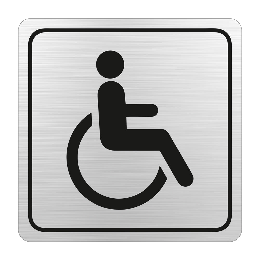 SIGN SYMBOLIC 150*150mm BLACK PRINTED DISABLED TOILET SIGN ON BRUSHED ALUMINUM ACP - SN4104