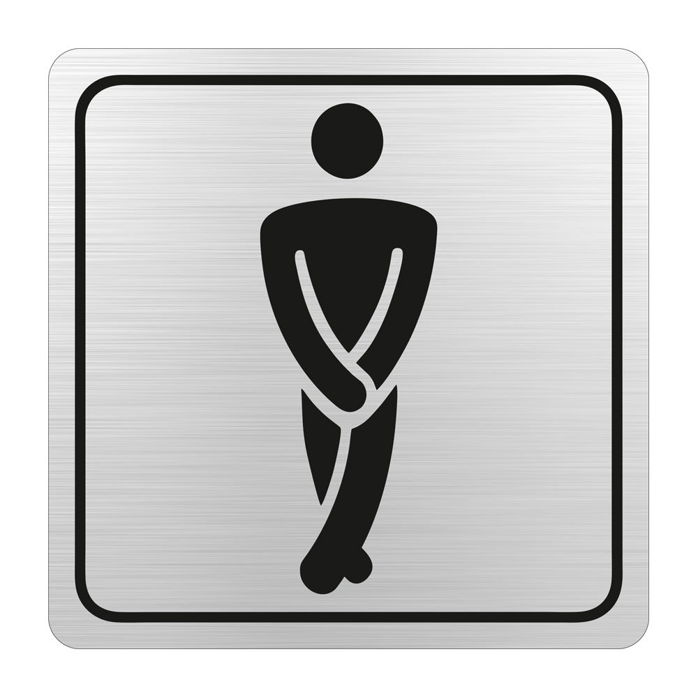 SIGN SYMBOLIC 150*150mm BLACK PRINTED GENTS TOILET SIGN ON BRUSHED ALUMINUM ACP - SN4105