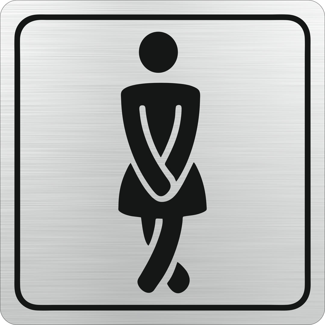 SIGN SYMBOLIC 150*150mm BLACK PRINTED LADIES TOILET SIGN ON BRUSHED ALUMINUM ACP - 0