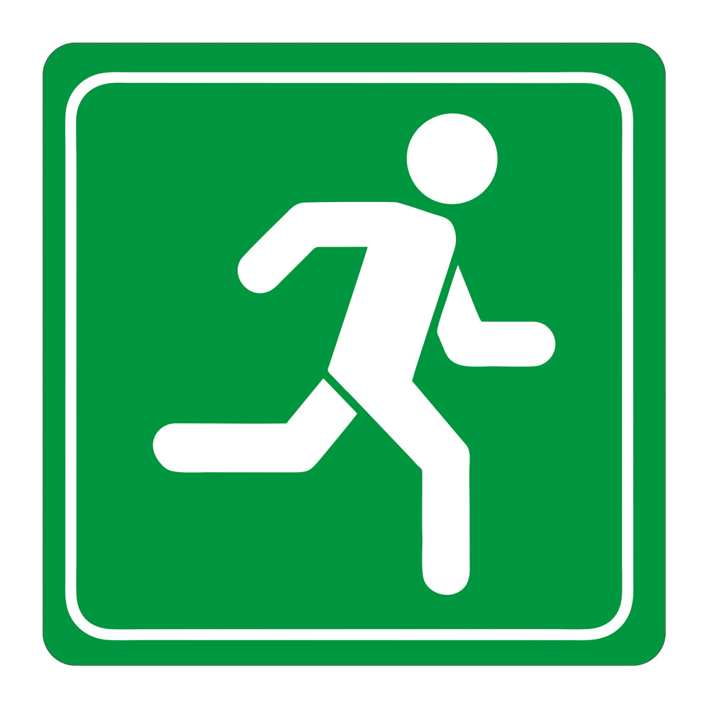 SIGN SYMBOLIC 150*150mm GREEN RUNNING MAN SIGN ON WHITE ACP - SN4113