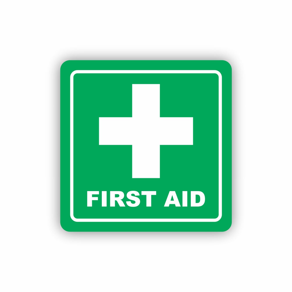 SIGN SYMBOLIC 150*150mm GREEN FIRST AID SIGN ON WHITE ACP - SN4114