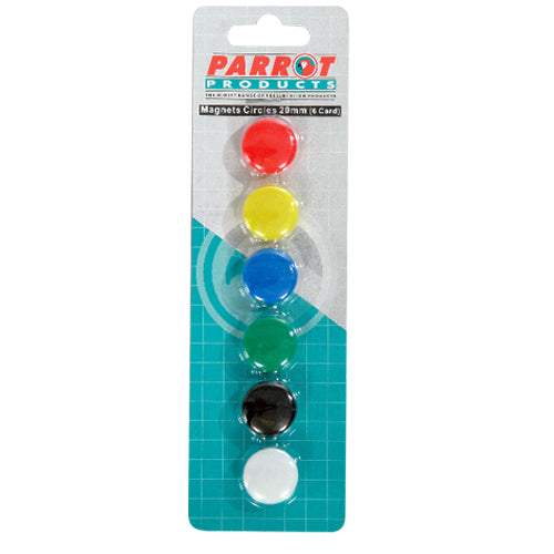 Parrot Circular Magnets (6 Per Card - Assorted - Size: 20mm) - BA0605