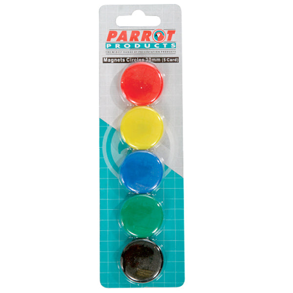 Parrot Circular Magnets (5 Per Card - Assorted - Size: 30mm) - BA0608