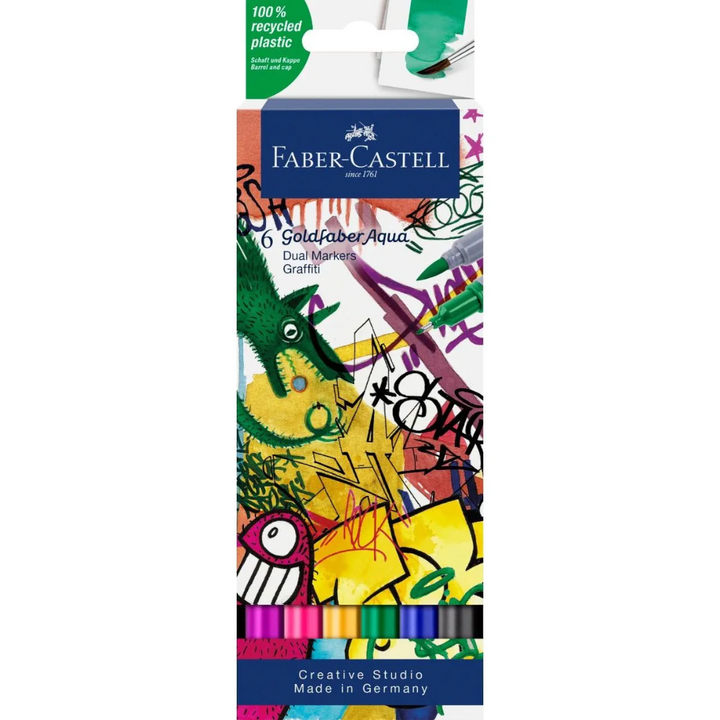 Faber-Castell Goldfaber Aqua Dual Marker Wallet Of 6, Graffiti - A164525