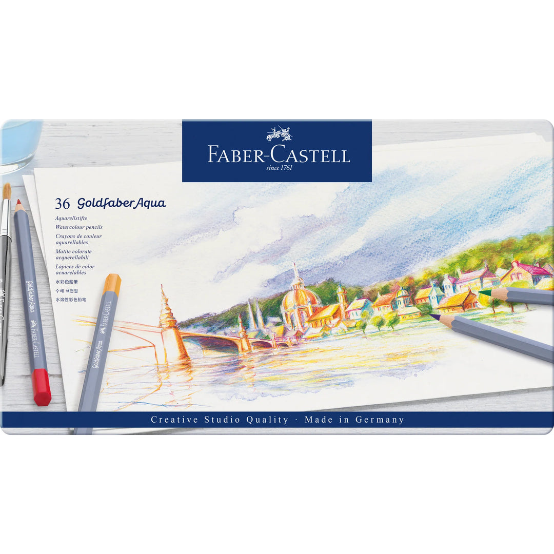 Faber-Castell Goldfaber Aqua Watercolour Pencil Tin Of 36 - A114636