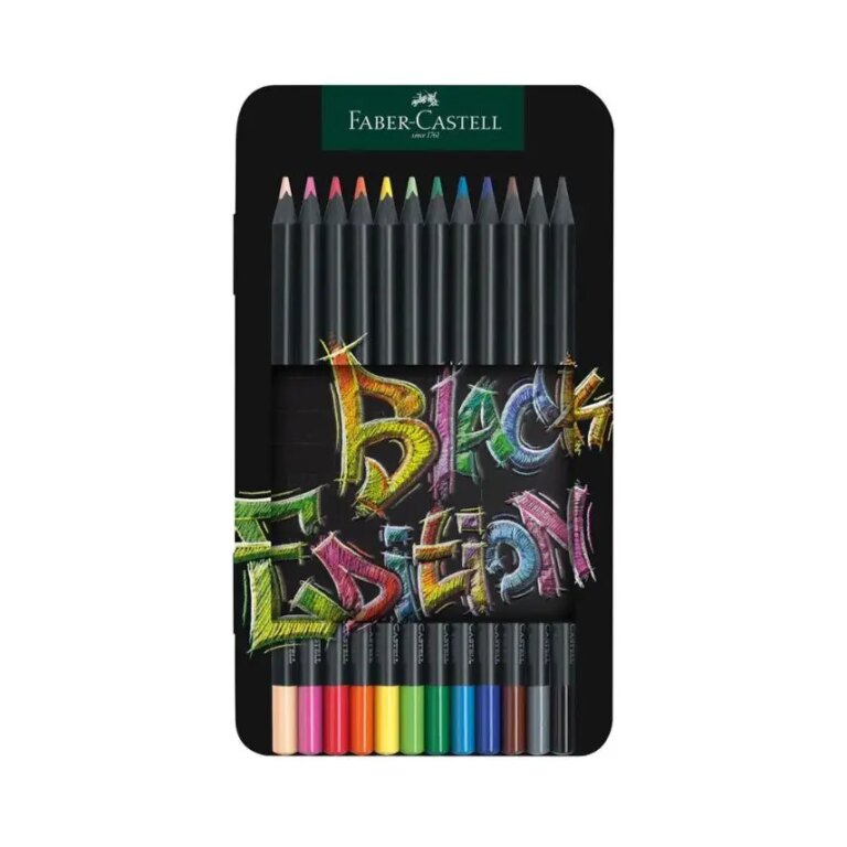 Faber-Castell Black Edition Colour Pencils Tin Of 12 - A116413