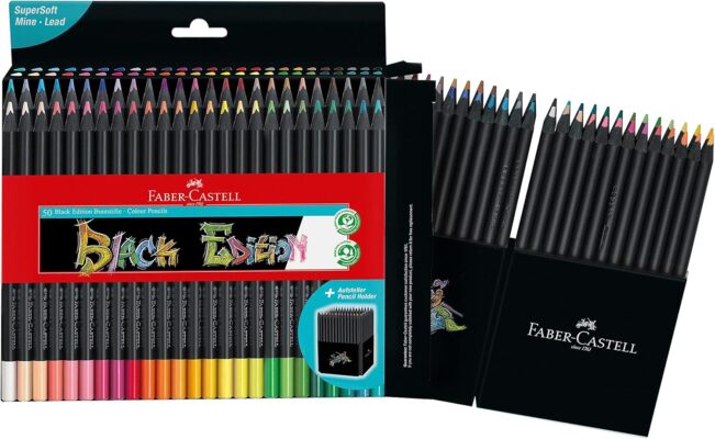 Faber-Castell Black Edition Colour Pencils Cardboard Box Of 50 - A116450