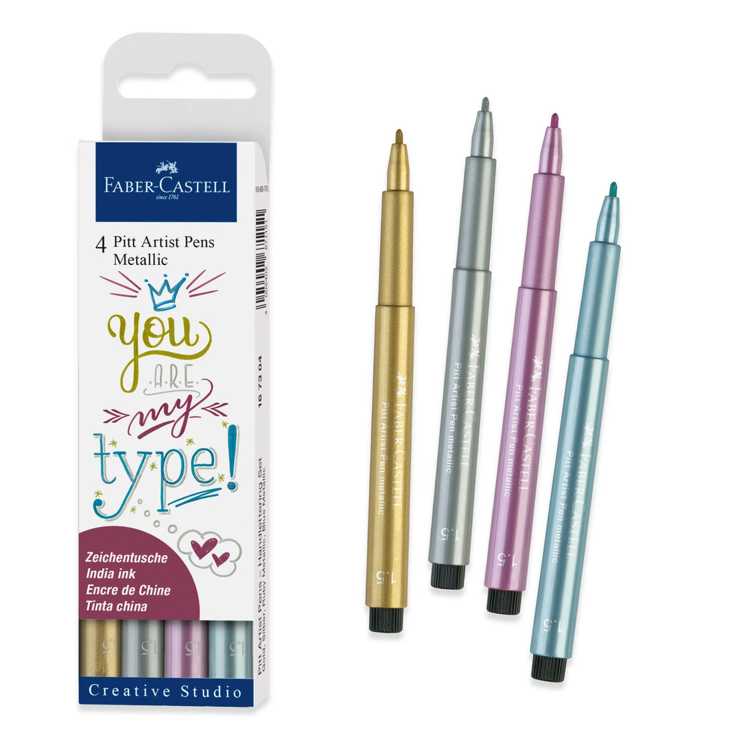 Faber-Castell Pitt Artist India Ink Pen Metallic 1.5 India Wallet Of 4 - A167304