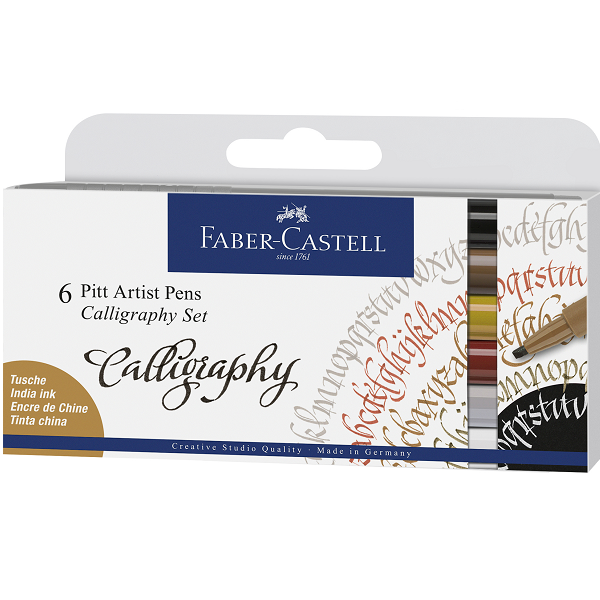 Faber-Castell Pitt Artist India Ink Pen C Colours Box Of 6 - A167506