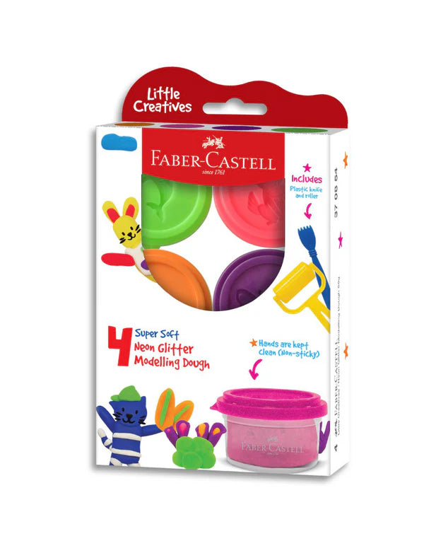 Faber-Castell Little Creatives Modelling Dough - Set of 12 (Basic 8 + Neon 4)