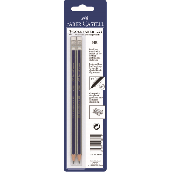 Faber-Castell B/Card G/F Eraser tip Pencils 3 Pencils Hb - AC116882